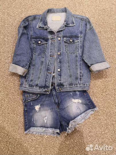 Джинсовая куртка+шорты 46-48