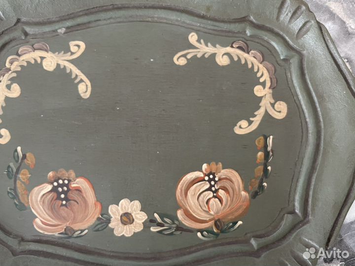 Винтажный флорентийский деревянный поднос