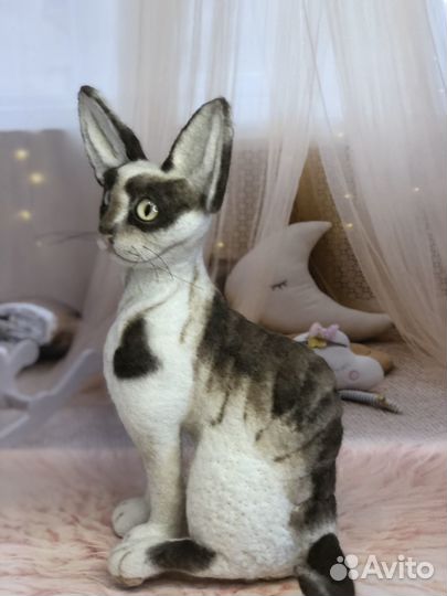 Игрушка из шерсти. Кот Корниш Рекс