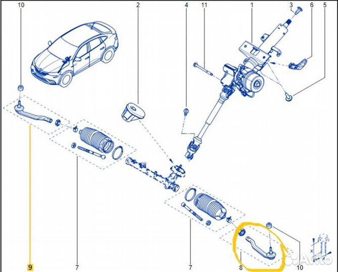 Наконечник рулевой левый Renault Arkana jс