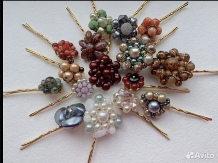 Винтажные заколки для волос Чехословакия Стекло