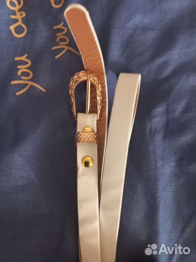 Ремень женский кожаный белый