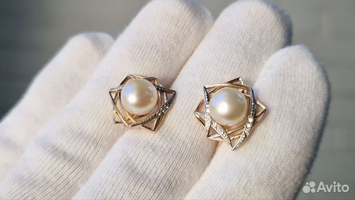 Золотые серьги 585 с жемчугом