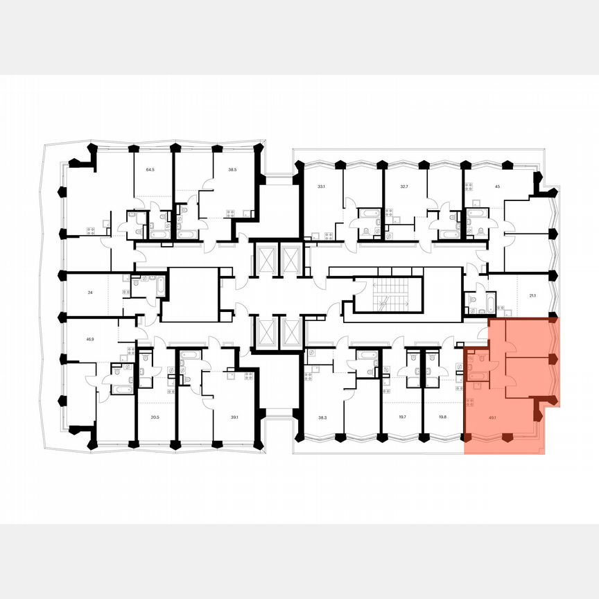 2-к. квартира, 49,1 м², 23/31 эт.