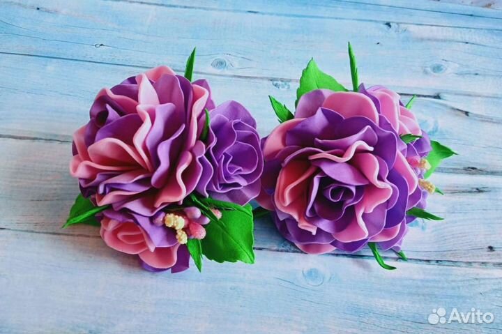 Резиночки для волос. Цветы из фоамирана