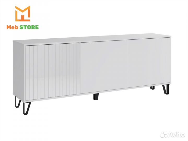 Тумба под тв новая Милан-3 Белый/Белый глянец