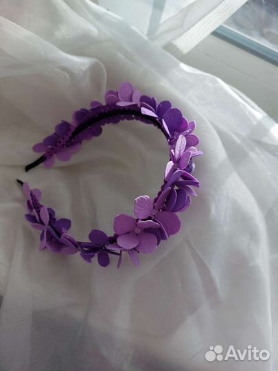 Ободок с цветами ручной работы
