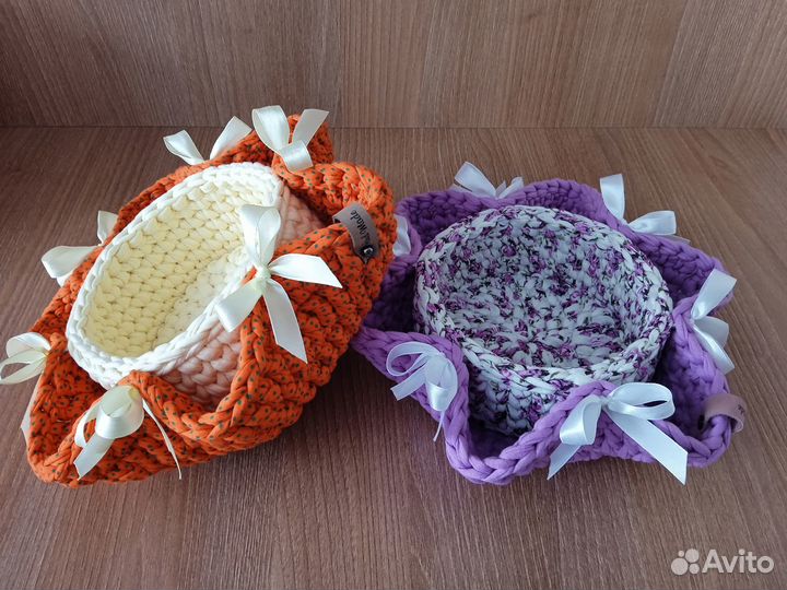 Вязанная декоративная корзина