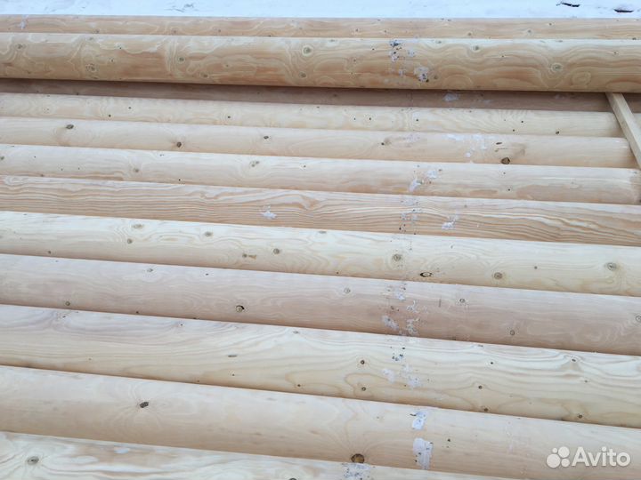 Оцилиндрованное бревно зимний лес