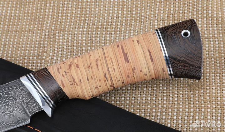 Нож Косуля клинок стальной трос рукоять береста