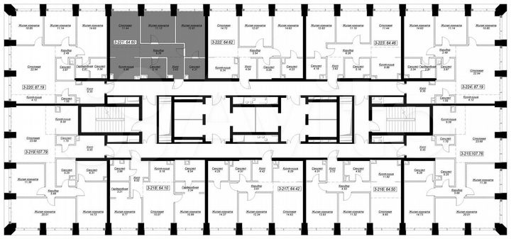 2-к. квартира, 65,5 м², 18/55 эт.