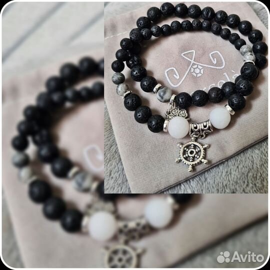 Браслет из натуральных камней лава