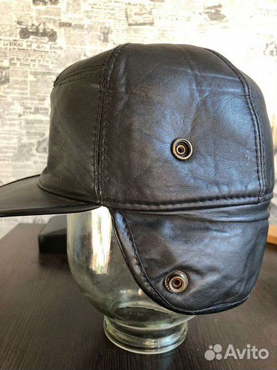 Мужская ржд шапка-ушанка кожа с мехом
