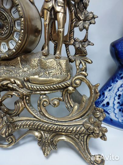 Часы каминные свидание бронза, тяжелые