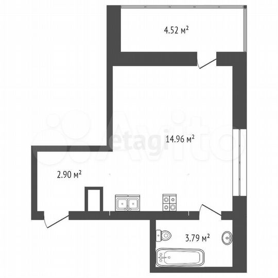 Квартира-студия, 22,3 м², 6/10 эт.