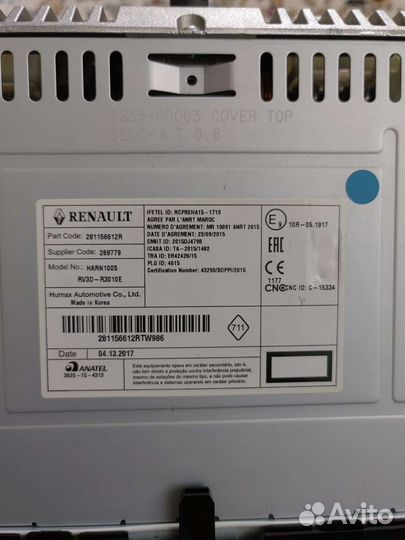 Штатная магнитола renault