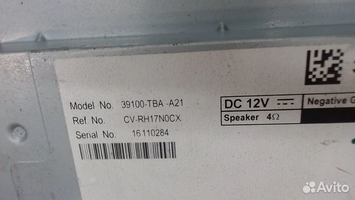 Магнитола Honda Civic 2015, 2018