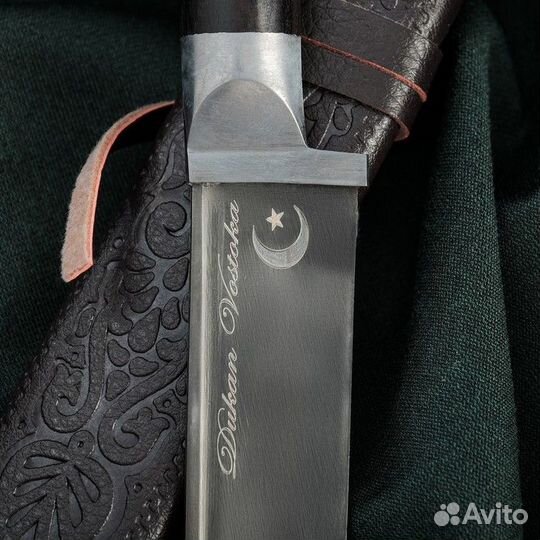 Нож Пчак Шархон малый, чёрная рукоять из граба (су