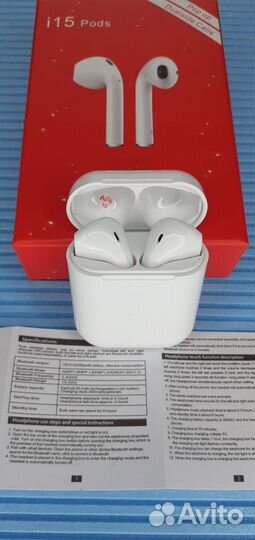 Наушники Airpods I15 tws Сенсорные 2 микрофона