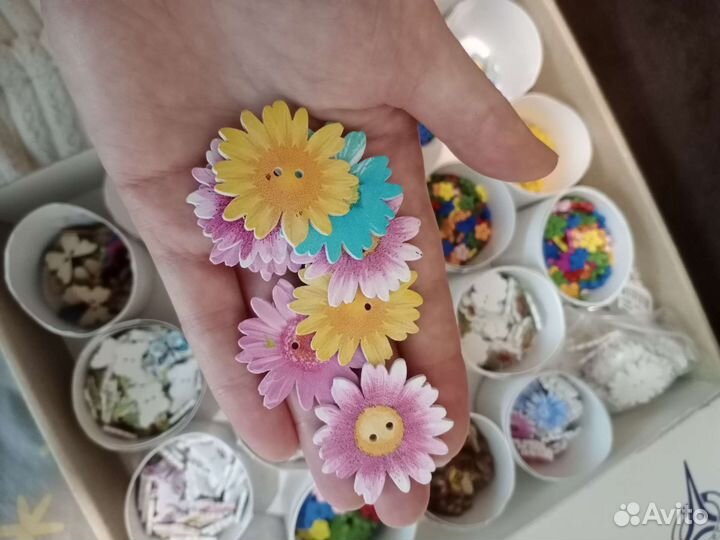 Пуговицы деревянные декоративные. Бабочки цветы