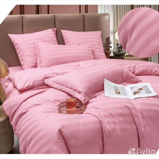 Постельное белье из страйп-сатина, евро размер