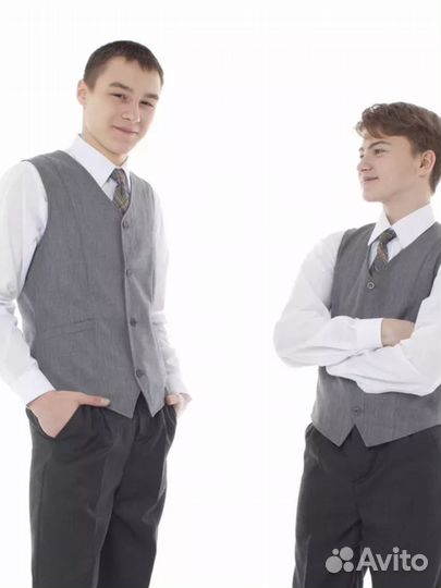 Жилет школьный для мальчика серый р-р 48 170-176