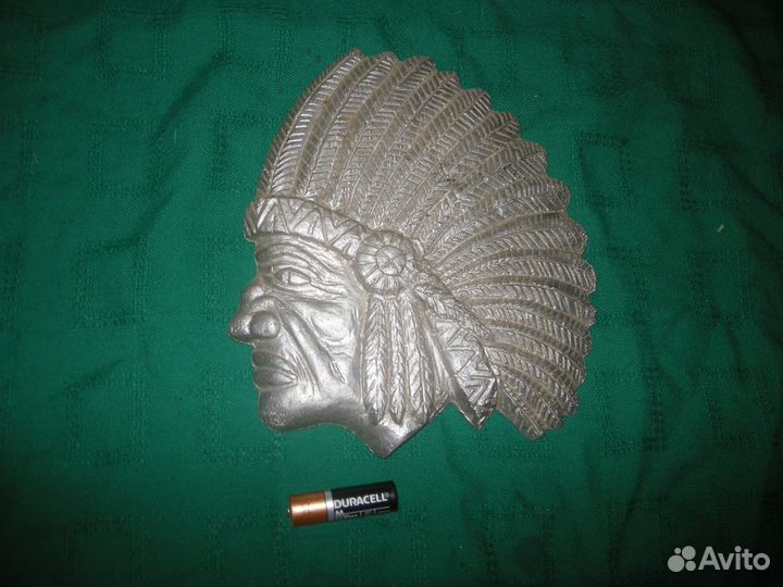 Плакетка барельеф индеец литье алюминий