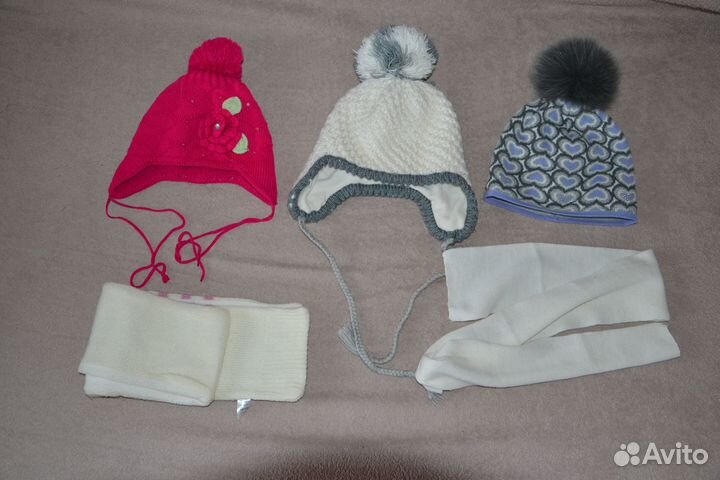 Шапки пакетом (зима 3-6 лет, весна и шарфы)