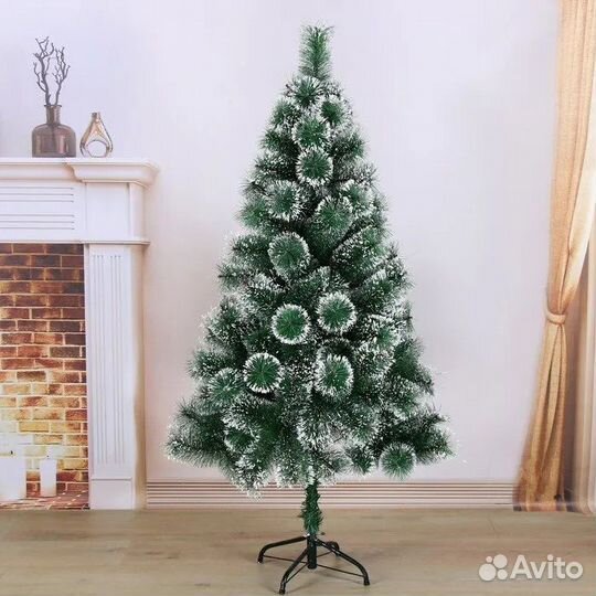 Ёлка пышная красавица,снег, шишки (сосна) 150 см