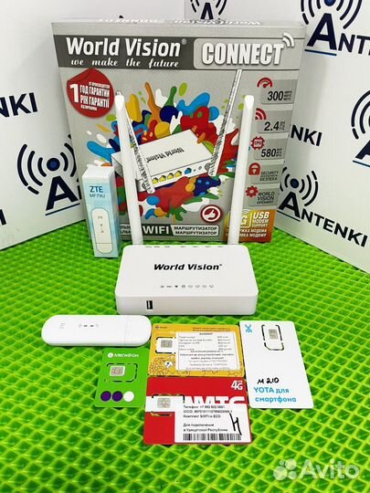 Усилитель интернет сигнала 4G.Антенна+модем+роутер