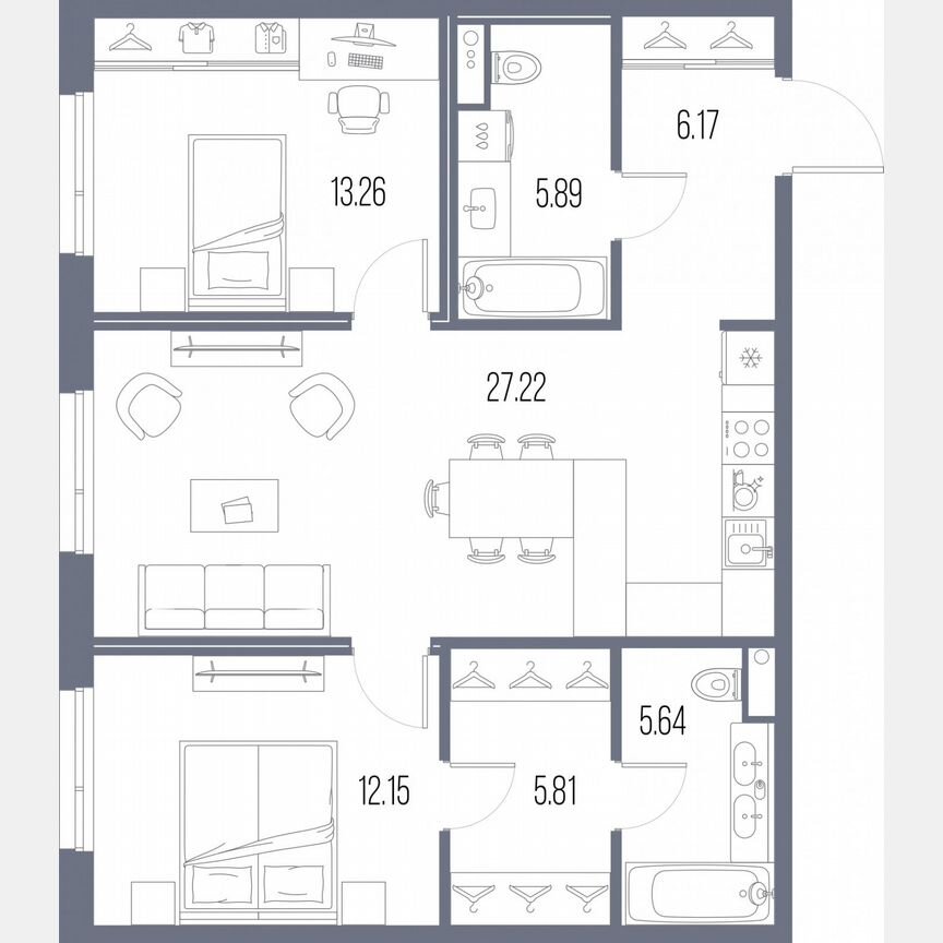 2-к. квартира, 76,1 м², 8/10 эт.
