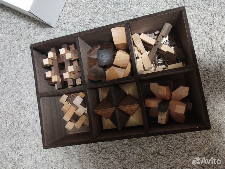 Деревянный пазл, 6 головоломок