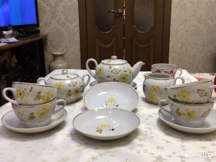 Чайный сервиз Желтый цветок Пролетарий 1958г