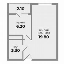 1-к. квартира, 29,6 м², 5/9 эт.