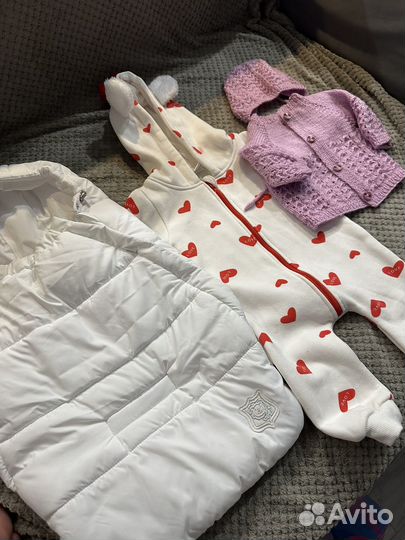 Конверт на выписку и теплые вещи пакетом