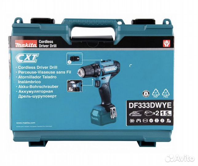 Дрель-шуруповерт Makita DF333dwye CXT 12V