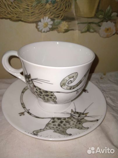 Чашка с блюдцем Котики Lefard