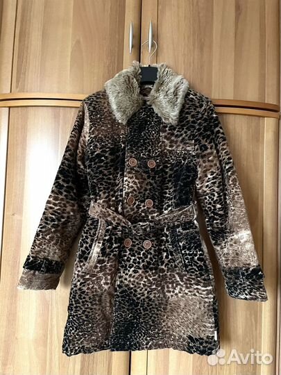 Пальто для девочки леопардовое 152 Pampolina
