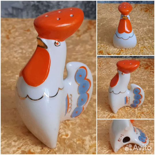 Солонка или перечница слон, петух, хрусталь