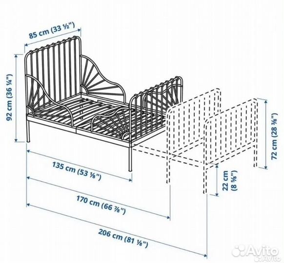 Детская кровать IKEA миннен