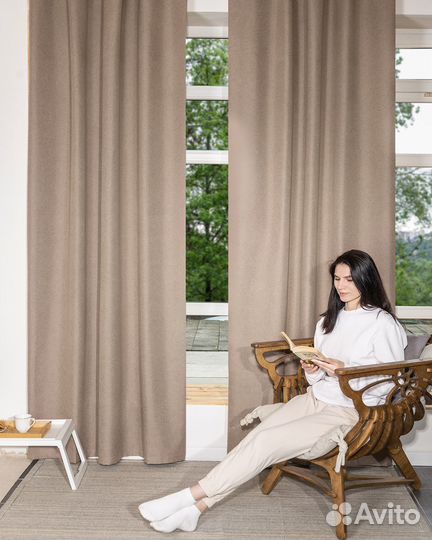 Комплект портьер блэкаут Массимо Песочный шторы