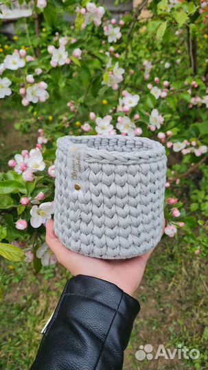 Вязаные корзинки ручной работы