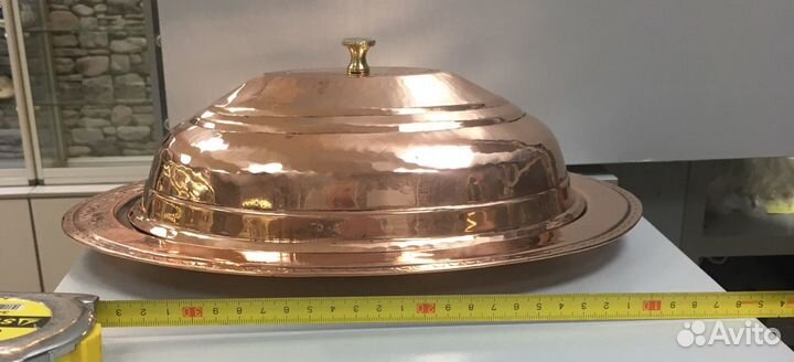 Большое медное блюдо под горячее