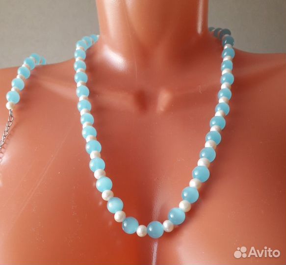 Великолепный комплект жемчуг и кошачий глаз