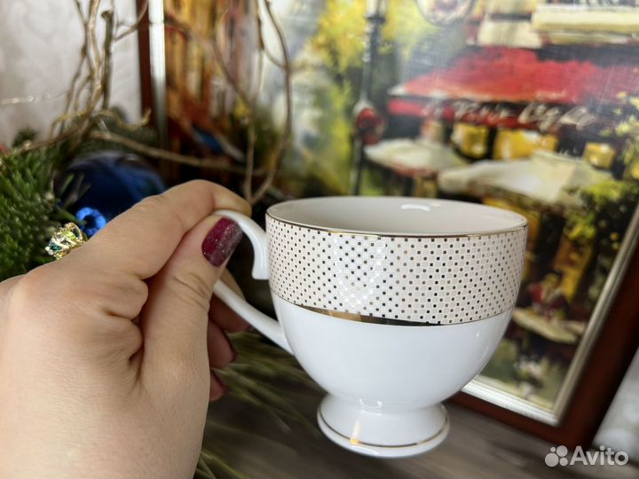 Чайные чашки набор «Винтаж» Костяной фарфор