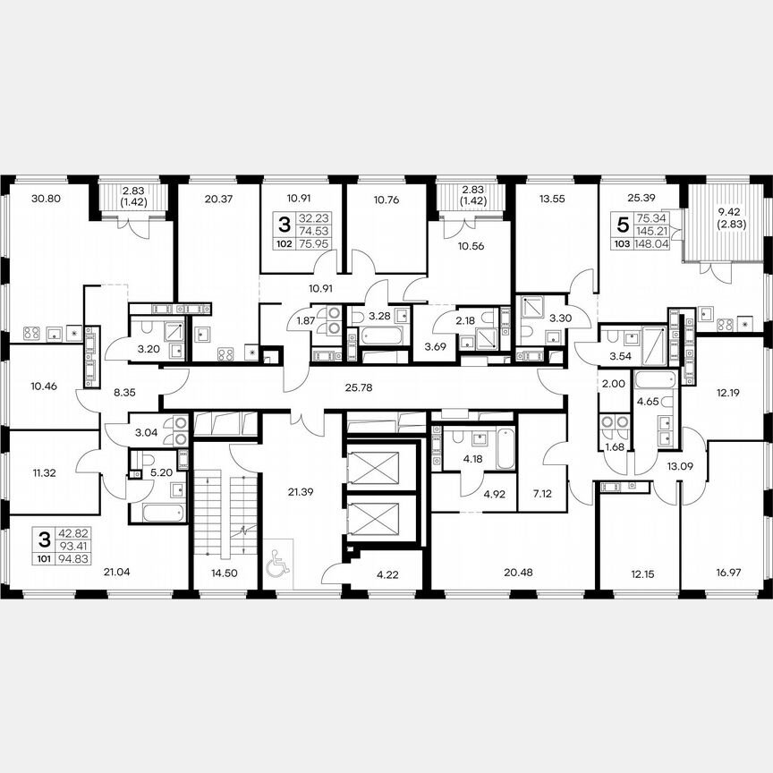 3-к. квартира, 92,9 м², 18/18 эт.