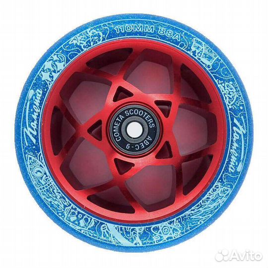 Колесо самокат Комета Атом Синий блёстки / Нео