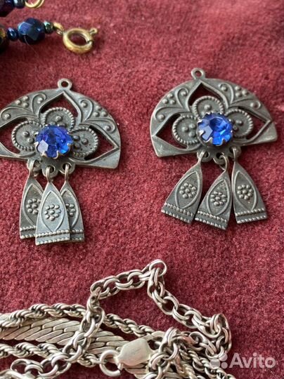 Серьги бижутерия чешская бусы