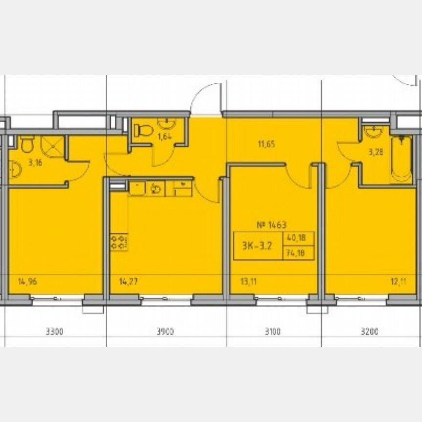 3-к. апартаменты, 74,2 м², 9/14 эт.