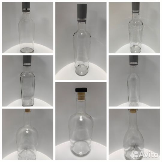 Бутылки с пробкой в ассортименте